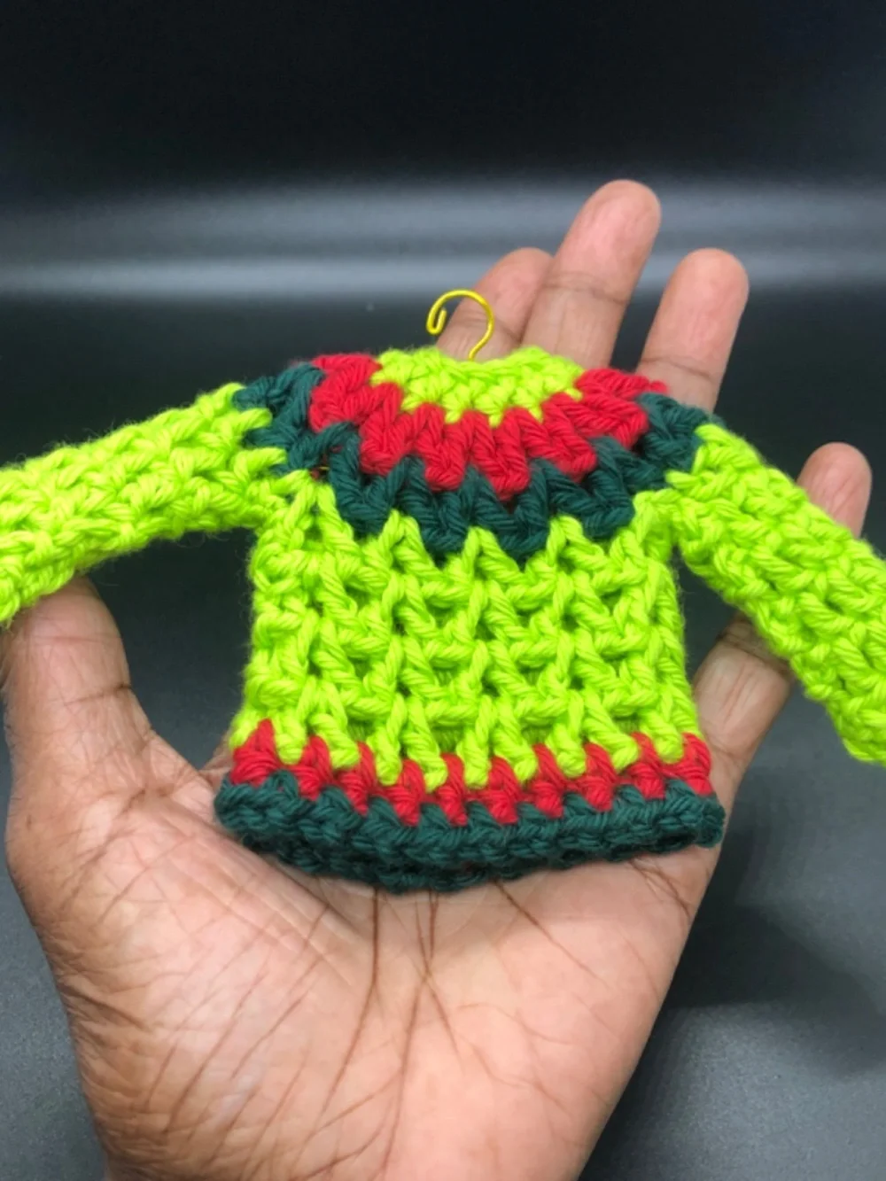 Mini Crochet Sweater Ornament, Gift Tag, Bag Accessory